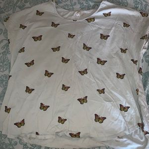 Light blue butterfly %100 cotton shirt, Organic Generation,